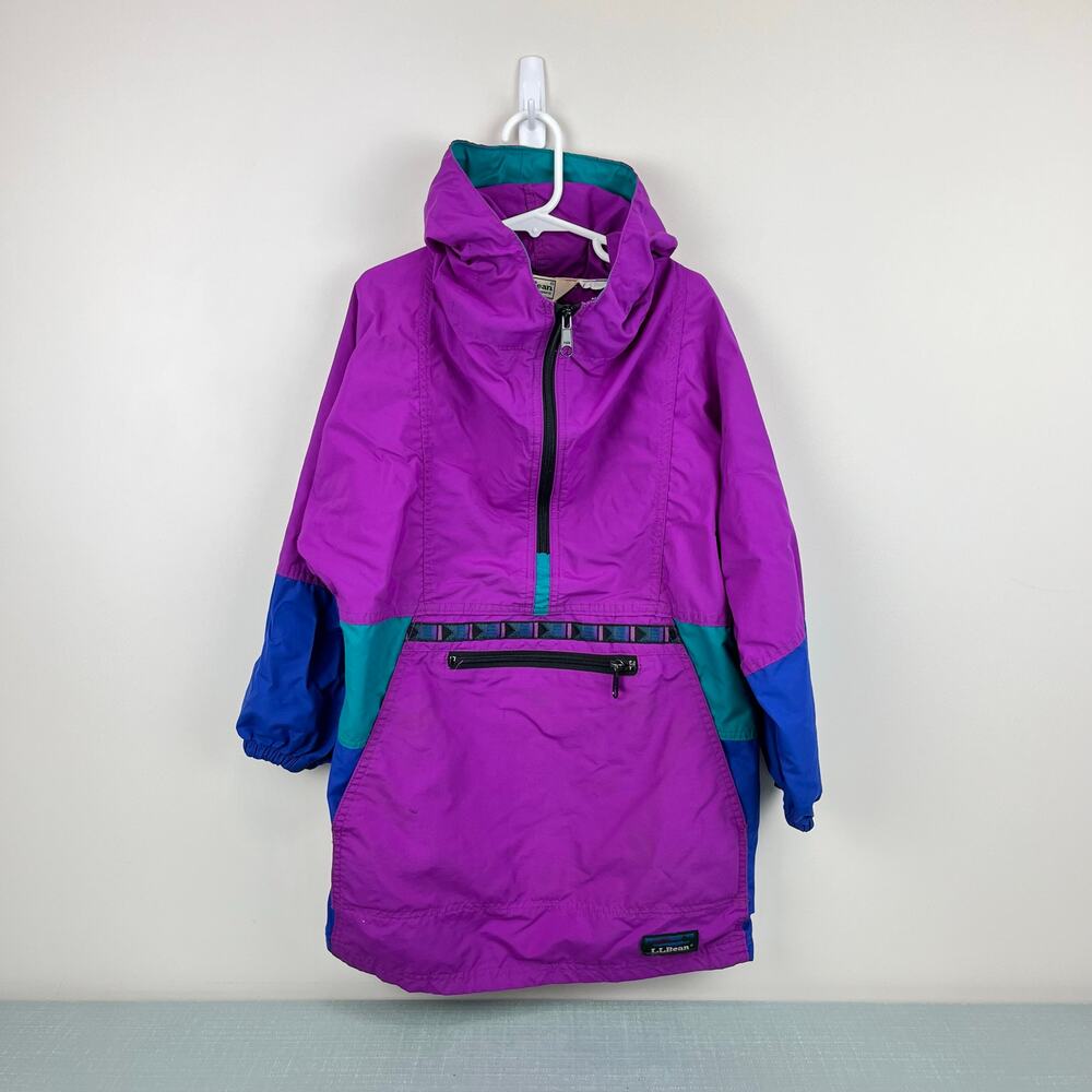Vintage L.L. Bean Girls Color Block Anorak Jacket USA